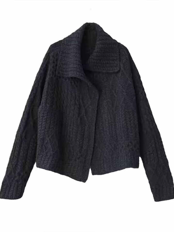 100% vuna kardigan s polo ovratnikom, rukavi princeza stila, elegantan gradski stil, proljeće 2025