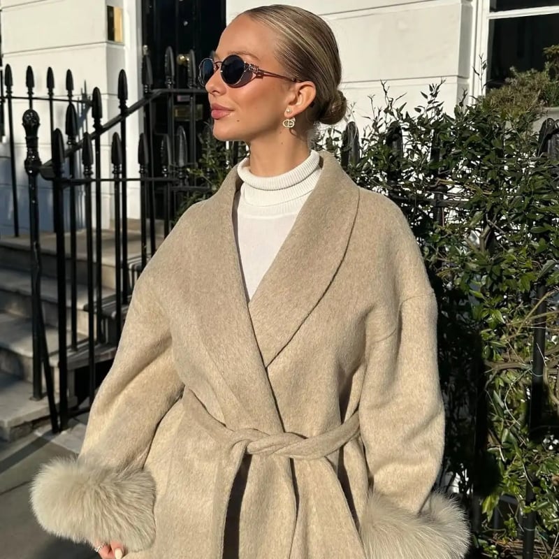 Nothing μαλλινο κοντό παλτό με κορδόνι, φθινόπωρο 2025, μικροϊνες <30%, πολυεστέρας <30%