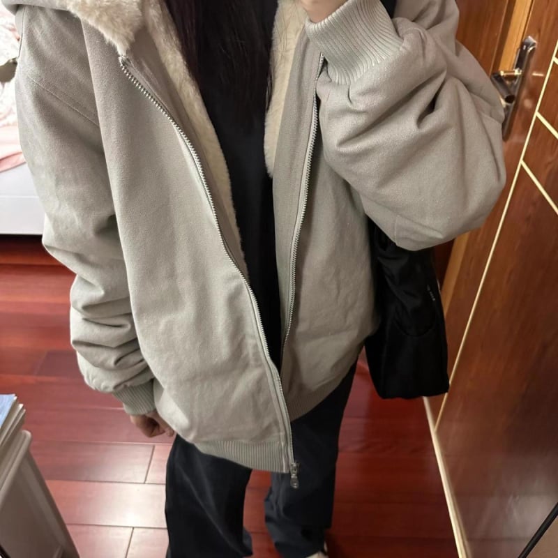 Női kapucnis báránygyapjú és pamut kabát, vastag bélés, A-vonalú szabás, ujj nélkül