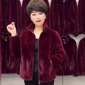 Palto corduroy cu blană de iepure, primăvara 2023, conținut blană iepure ≤30%