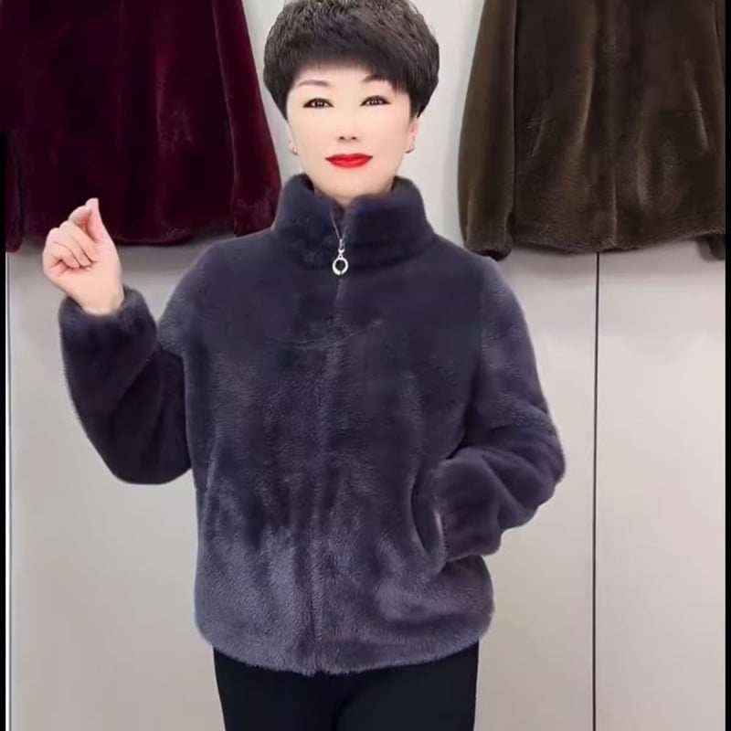 Palto corduroy cu blană de iepure, primăvara 2023, conținut blană iepure ≤30%