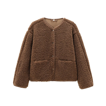 Geacă damă PB&ZA Teddy Velvet, Toamnă 2025, închidere cu un rând de nasturi, poliester 70–80%