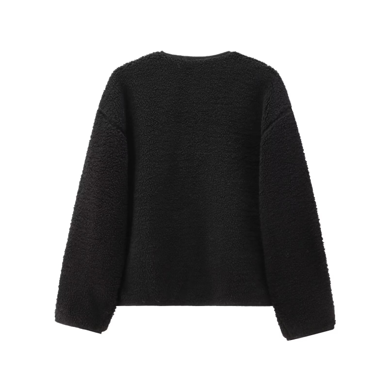 Geacă damă PB&ZA Teddy Velvet, Toamnă 2025, închidere cu un rând de nasturi, poliester 70–80%