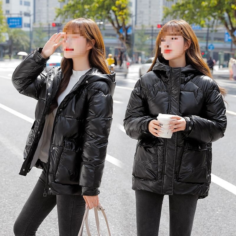 Palton scurt de damă din puf, ţesătură corduroy, insertie din blană de iepure, stil coreean, Primăvara 2023