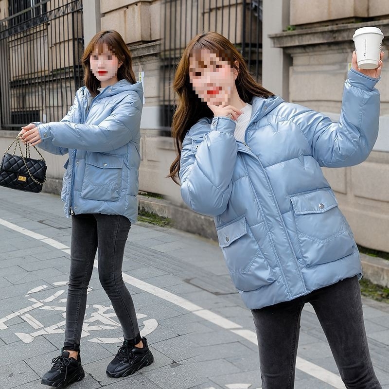 Palton scurt de damă din puf, ţesătură corduroy, insertie din blană de iepure, stil coreean, Primăvara 2023