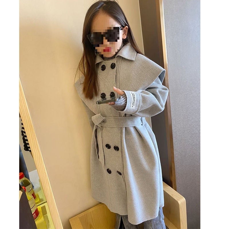 Palton lung pentru fete 3–15 ani, corduroy, lâna de iepure 90–95% în materialul principal, al doilea material <30%, Primăvara 2023