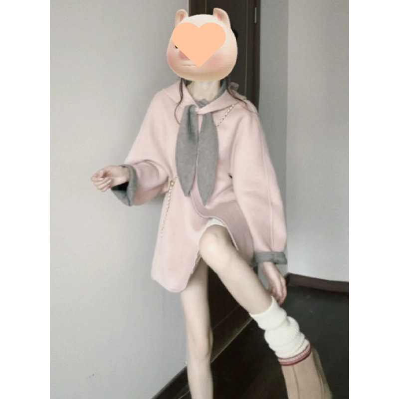 Női gyapjúkabát kapucnival, egyszínű, rejtett gombos zárás, városi stílus, 2025 tél