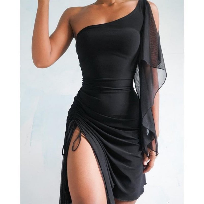 Jednodijelna haljina - Pamuk, visoki struk, srednja duljina, nepravilan rub