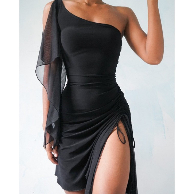 Jednodijelna haljina - Pamuk, visoki struk, srednja duljina, nepravilan rub