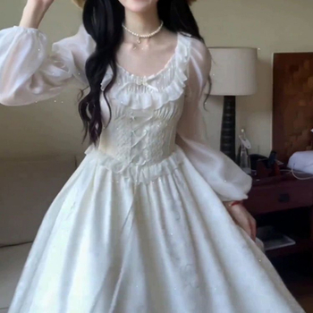 Rochie din chiffon, talie înaltă, cu șnur de legare, lungă, croială de prințesă