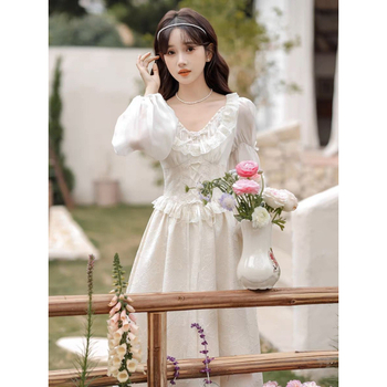 Rochie din chiffon, talie înaltă, cu șnur de legare, lungă, croială de prințesă