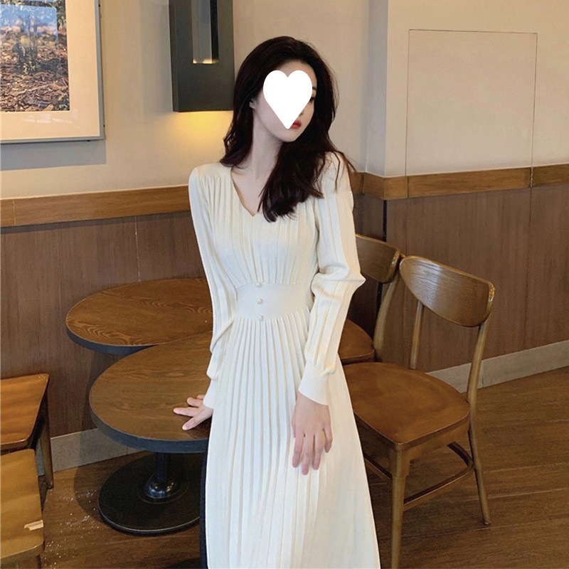 Rochie maxi tricotată pentru femei, cu guler înalt și mâneci clopot, toamnă 2025, stil street fashionista