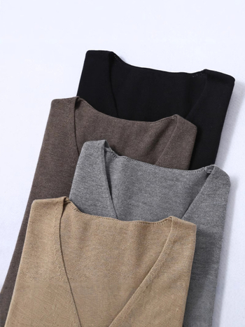 Rochie tricotată din amestec mătase-cashmire, decolteu în V, fără mâneci, croială A-line midi, talie lejeră