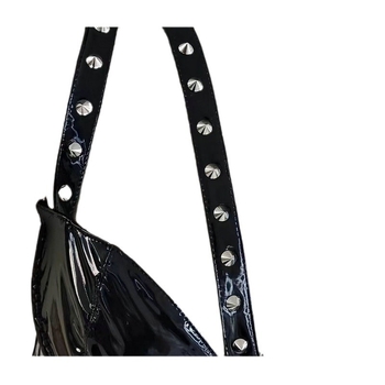 Rochie din PU piele, fără mâneci, guler semi-deschis, fustă scurtă, fermoar, stil socialite