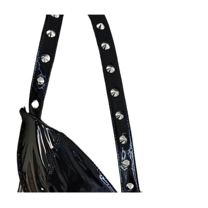 Rochie din PU piele, fără mâneci, guler semi-deschis, fustă scurtă, fermoar, stil socialite