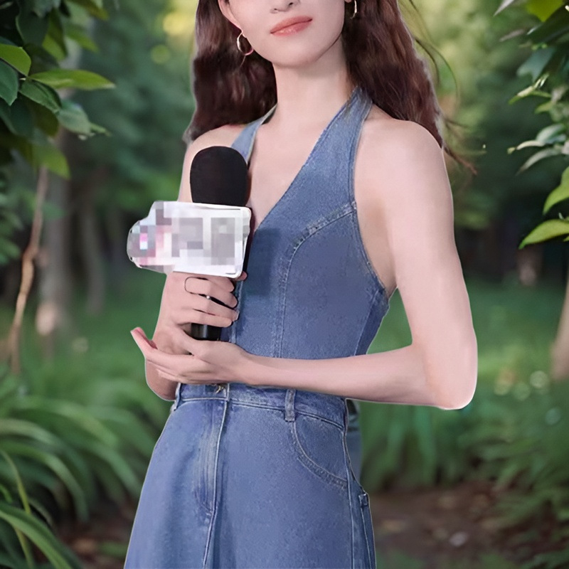 Denim šaty s halterneckom, A-líniou, stredná dĺžka, bez rukávov