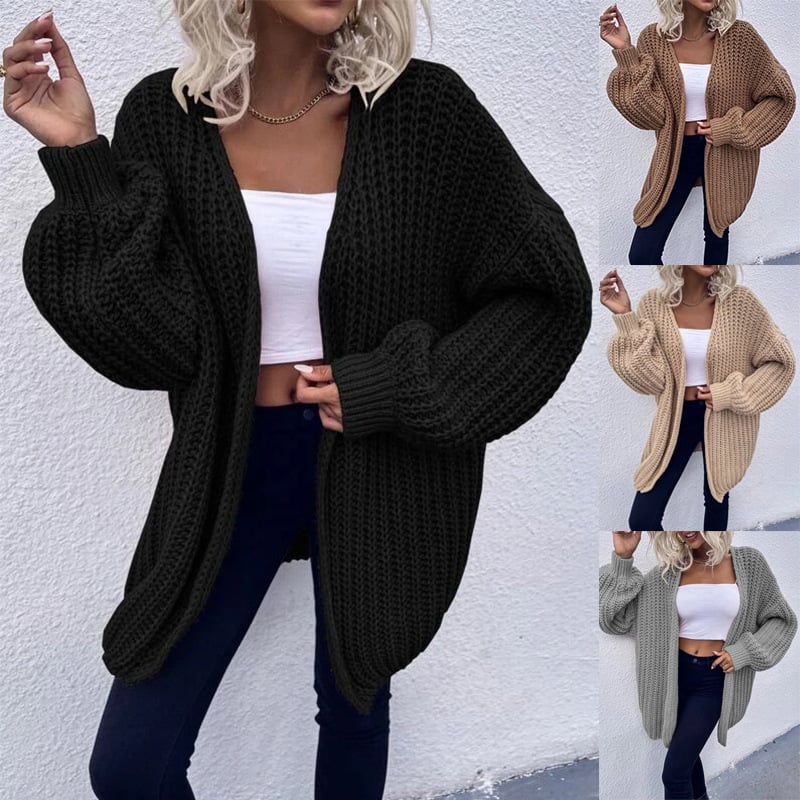 Kardigan od akrila s V-izrezom, dugi rukavi, opušten kroj, srednja duljina