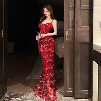 Rochie lungă fără mâneci, decolteu în V, talie înaltă, poliester extensibil