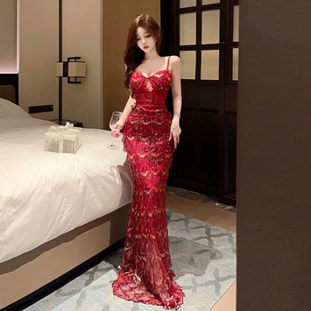 Rochie lungă fără mâneci, decolteu în V, talie înaltă, poliester extensibil