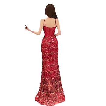 Rochie lungă fără mâneci, decolteu în V, talie înaltă, poliester extensibil