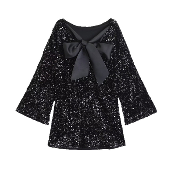 Velúr ruha gyémánt mintával, hosszú ujjú, kerek nyakú, magas derekú — partyruha