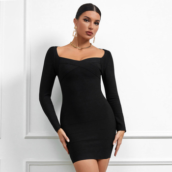 Hosszú ujjú kötött ruha egylinés gallérral, magas derekú ceruza szabású, középméretű hossz, poliészter-spandex anyag