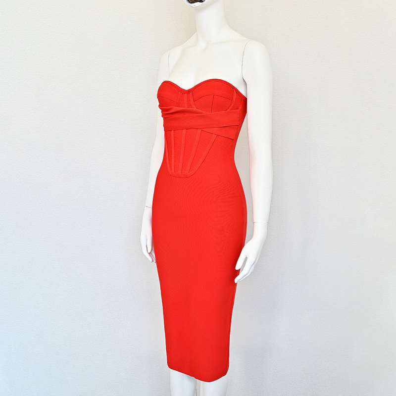 Ruha tubus-top stílusú, magas derékkal, középhosszú, poliészter-spandex anyag