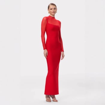 Kötött anyagú hosszú ruha kerek nyakkal, elasztikus derékkal, cipzárral, egyszínű modell