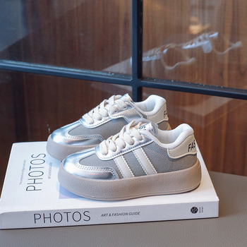 Детски обувки с платформа, корейски стил, закопчаване с велкро, PU горна част, мрежеста подплата, композитна подметка