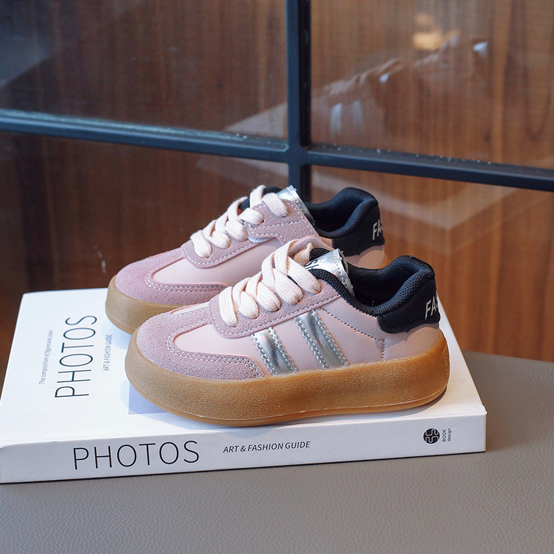 Детски обувки с платформа, корейски стил, закопчаване с велкро, PU горна част, мрежеста подплата, композитна подметка