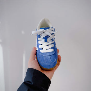 Детски обувки от естествена кожа, корейски стил, лепенка за обуване, гумена подметка, спортно-елегантни