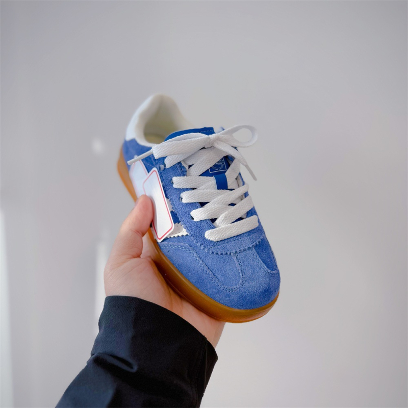 Детски обувки от естествена кожа, корейски стил, лепенка за обуване, гумена подметка, спортно-елегантни