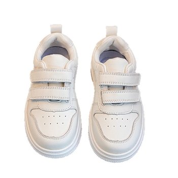 Dječje tenisice od prave kože s Velcro kopčanjem, bijele, za svakodnevnu upotrebu, proljeće i jesen, unisex.