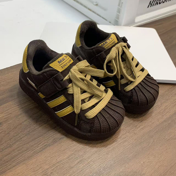 Детски зимни спортни обувки с подплата от флийс, със shell toe, закопчаване с велкро, гумена подметка, унисекс