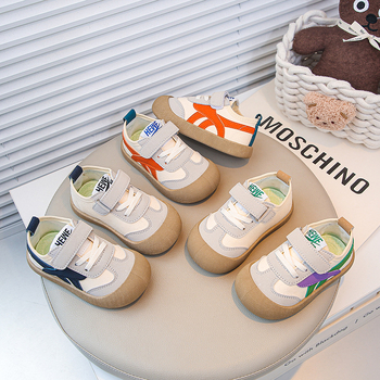 Детски платнени обувки с велкро, нисък връх, райета, унисекс, гумена подметка
