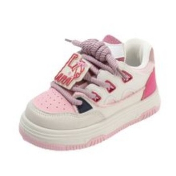 Детски спортни обувки за бягане, унисекс, карикатурен принт, дишащи, леки, PU горна част с гумена подметка, предно връзване, пролет-есен, за 1-6 години