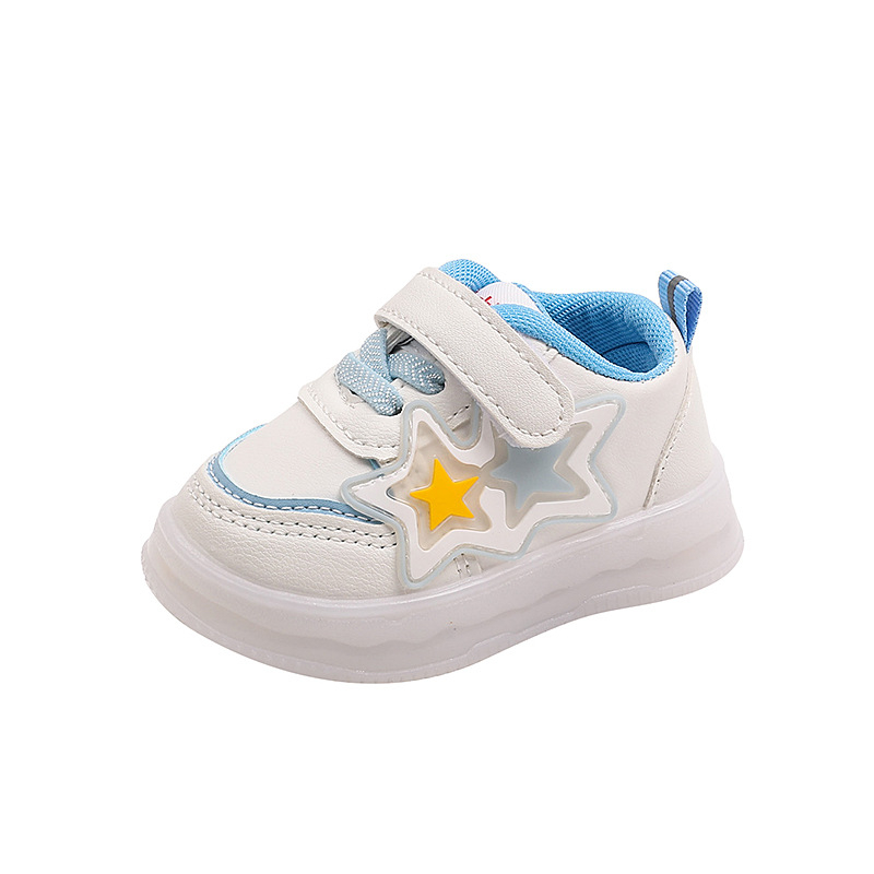 Svijetleće cipelice za bebe s mekanom potplatom, protivklizne bijele tenisice, Velcro kopča, unisex, 0-3 godine