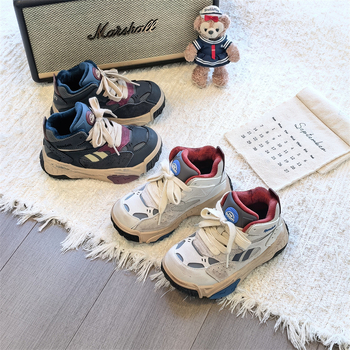 Детски маратонки с висока горна част, унисекс, велкро закопчаване, зима 2025, горна материя: супер влакна, подметка: гума