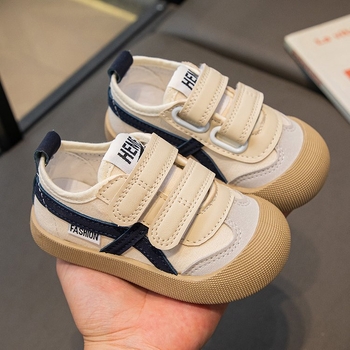 Dječje tenisice za unutarnju upotrebu, korejskog stila, platnene, proljeće i jesen, unisex, mekana potplata, Velcro kopčanje, vodootporne