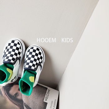 Dječje platnene tenisice – unisex, karirani uzorak, niski gornji dio, slip-on, gumena potplata