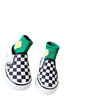Dječje platnene tenisice – unisex, karirani uzorak, niski gornji dio, slip-on, gumena potplata