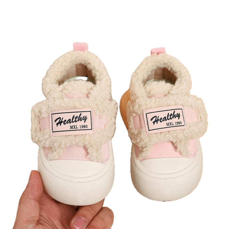Dječje tenisice od pamuk-kanvasa s fleec podstavom, zatvaranje Velcro, unisex, korejskog stila, casual obuća