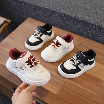 Детски обувки за спорт с лепенка, нисък връх, PU горна част, PVC подметка, дишащи, антихлъзгави, карикатурен принт, пролетно-есенни, унисекс