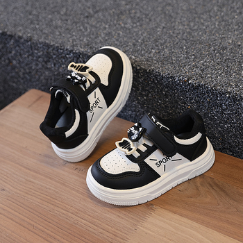 Детски обувки за спорт с лепенка, нисък връх, PU горна част, PVC подметка, дишащи, антихлъзгави, карикатурен принт, пролетно-есенни, унисекс