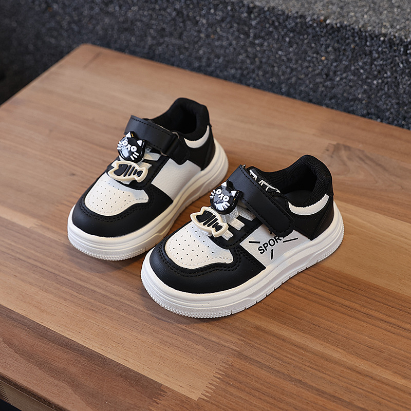 Детски обувки за спорт с лепенка, нисък връх, PU горна част, PVC подметка, дишащи, антихлъзгави, карикатурен принт, пролетно-есенни, унисекс