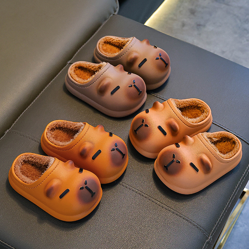 Dječje papuče s kapivarom, crtani uzorak, PVC gornji i potplat, unisex, unutarnje protuklizne, mekana podloga