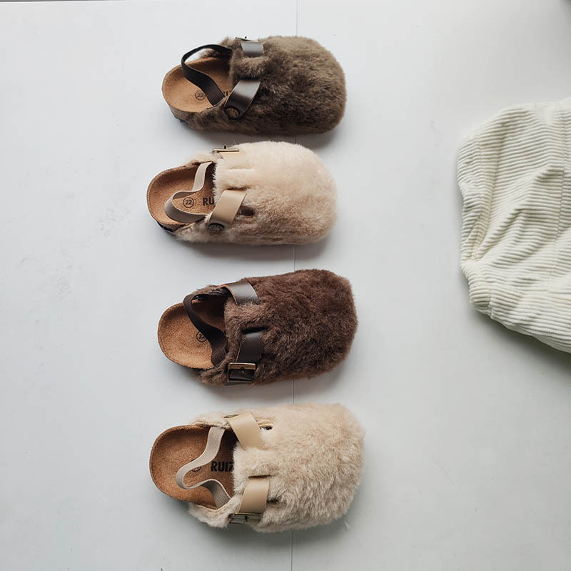 Dječje plišane papuče — gornji dio od pliša, potplata od gume; unisex, uzrast 1–6 godina, jesen-zima