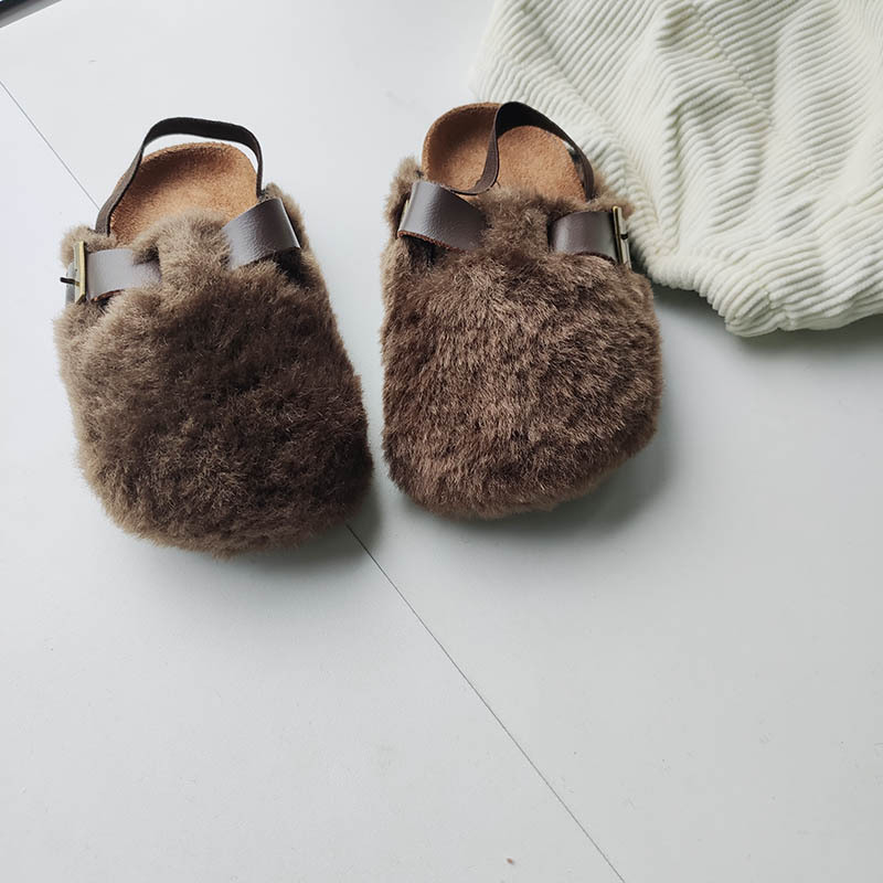 Dječje plišane papuče — gornji dio od pliša, potplata od gume; unisex, uzrast 1–6 godina, jesen-zima