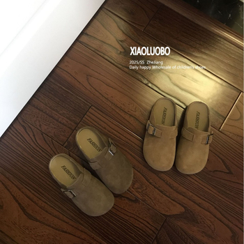 Dječje cipele u stilu Birkenstock, zatvoren prst, prava nubuk koža, unisex, retro stil, jesen 2025
