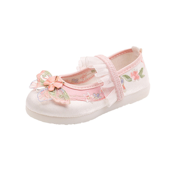 Hanfu lánycipő – szatén felsőrész, hímzés, kínai stílus, elasztikus zárás, TPR talp